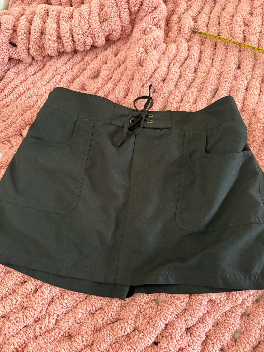 Merona Black Lace Up Front Utility Cargo Mini Skirt Casual Pocket Medium